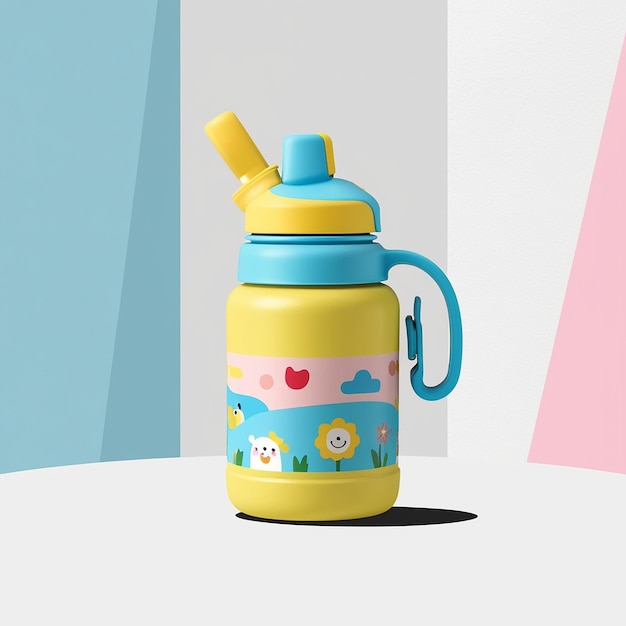 Colorful Toddler Sippy Cup with Straw