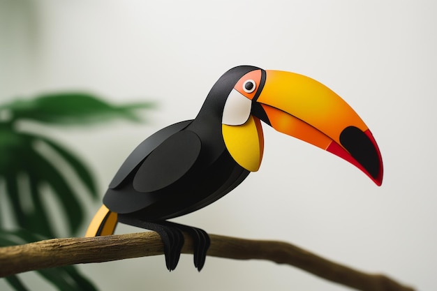 Photo colorful toucan bird with vibrant beak perched on a branch in a tropical wildlife jungle