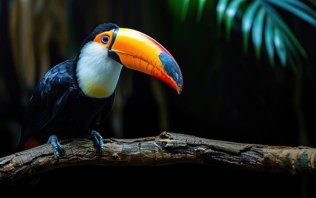 Photo colorful toucan perched in lush rainforest