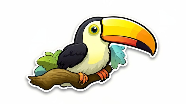 Photo a colorful toucan perched on a tree branch