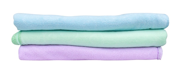 Colorful towels folded isolated on white background with clipping path