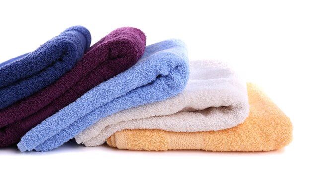 Colorful towels isolated on white