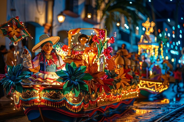 a colorful toy car with a woman on it