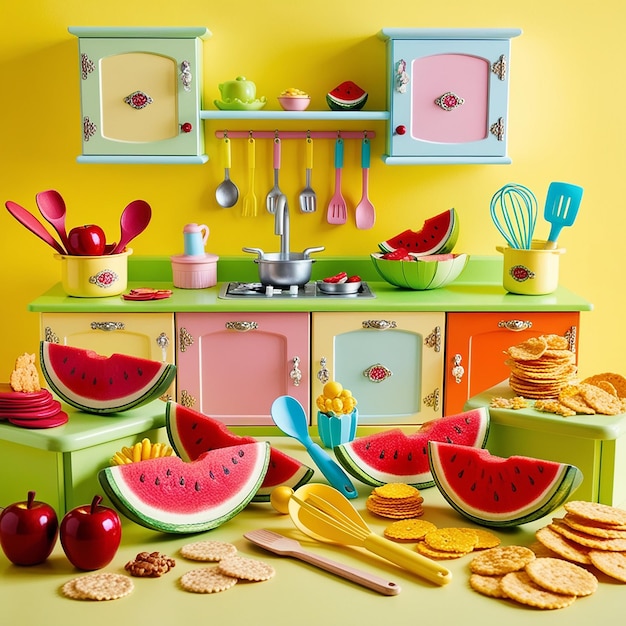 Photo colorful toy kitchen