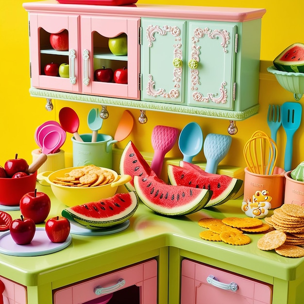 Photo colorful toy kitchen