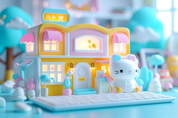 Colorful Toy Shop in Whimsical Fantasy Setting