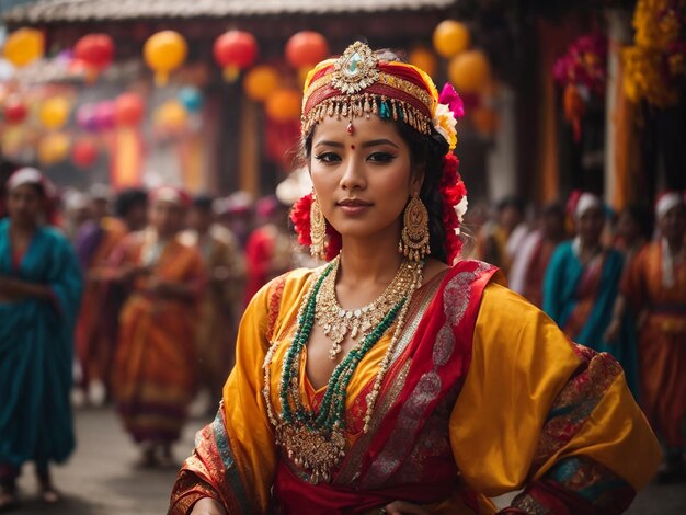 A colorful tradition of women in costume dance