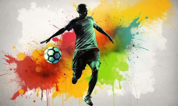 The colorful trail of a soccer player in motion Creating using generative AI tools