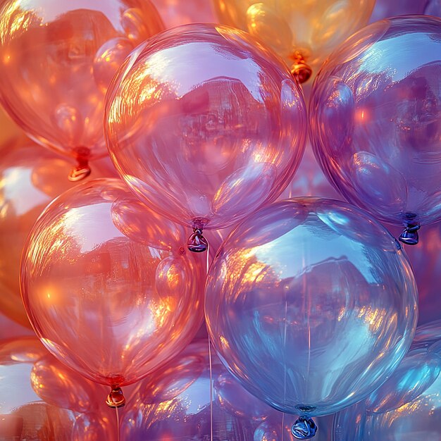 Photo colorful transparent balloons crystal clear wallpaper high definition bright colorsgradient col