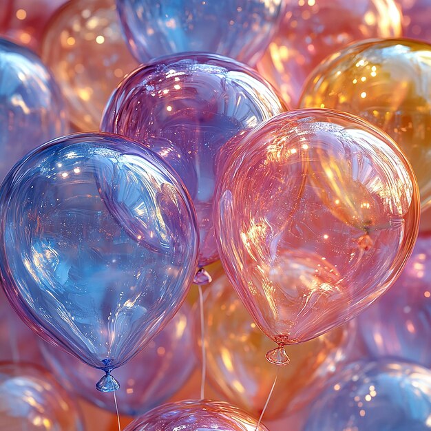 Photo colorful transparent balloons crystal clear wallpaper high definition bright colorsgradient col