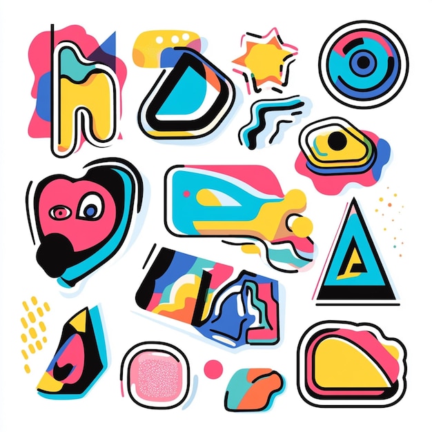 Photo colorful trendy sticker pack