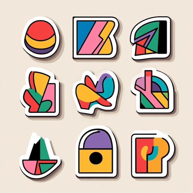 Photo colorful trendy sticker pack