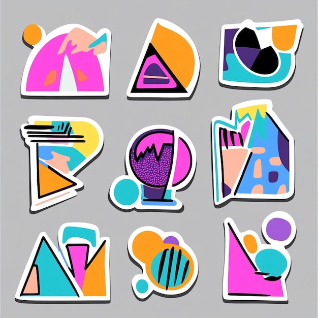 Photo colorful trendy sticker pack