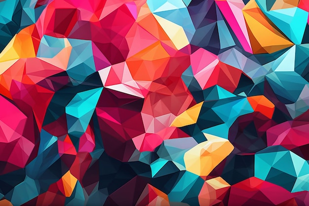 A colorful triangle background with a arrow pointing to the right.