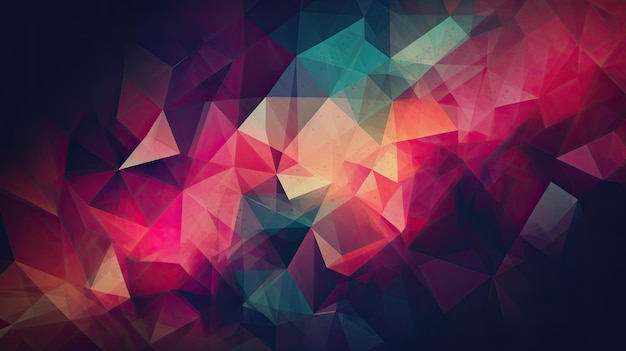 A colorful triangle background with a black background