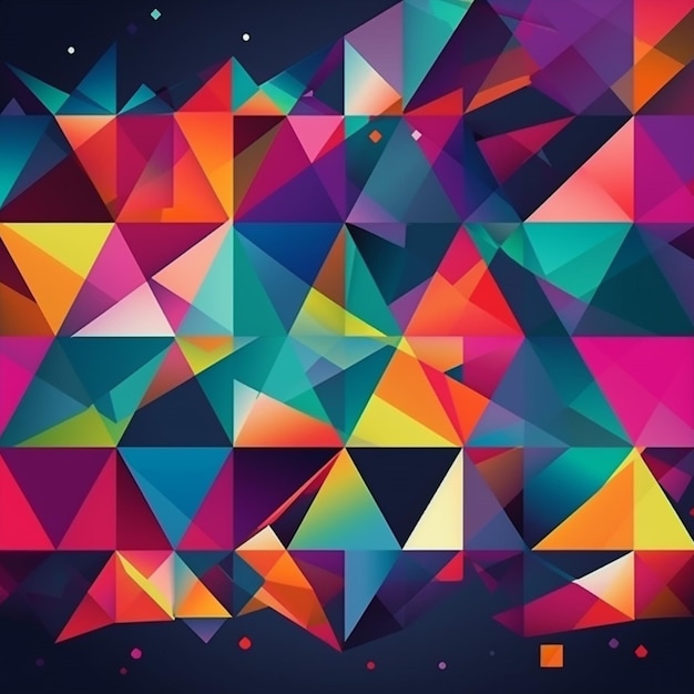 A colorful triangle graphic with a black background.