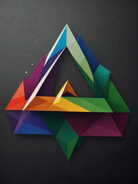 a colorful triangle with a white triangle on it