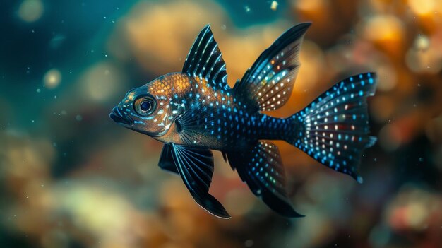 Colorful tropical fish swimming in underwater scene