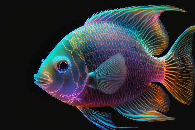 Colorful tropical fish underwater image Ai generated art