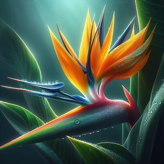 Photo a colorful tropical flower with the word  bird  on it