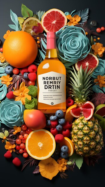 Photo colorful tropical fruit medley brandy with a multi colored and lively creative concept ideas design