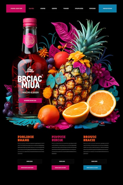 Photo colorful tropical fruit punch rum with a colorful and festive color c creative concept ideas design