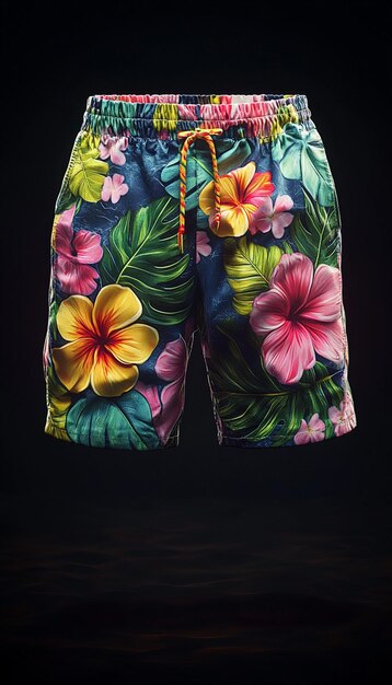 Photo a colorful tropical swimsuit with hibiscus flowers on the front