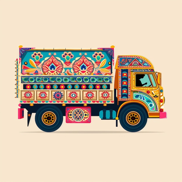 Photo a colorful truck art