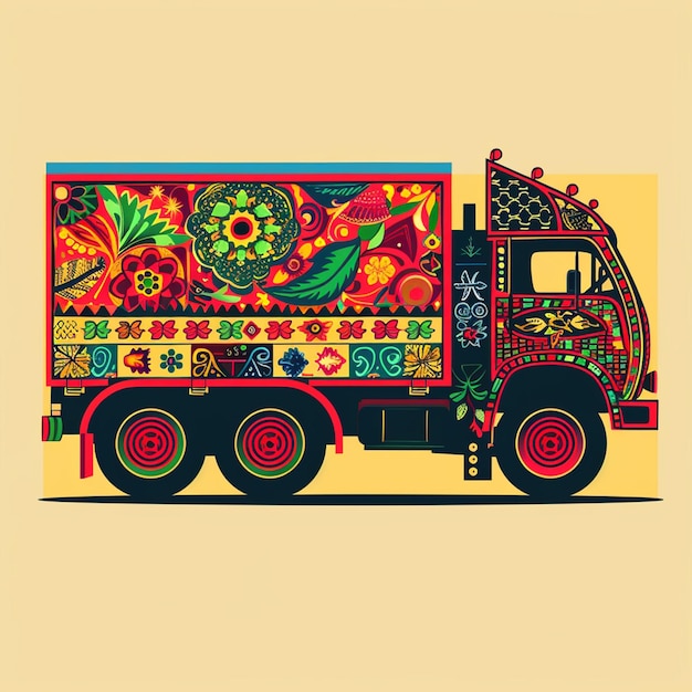 Photo a colorful truck art