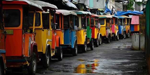 Photo colorful tuktuks in a bustling market