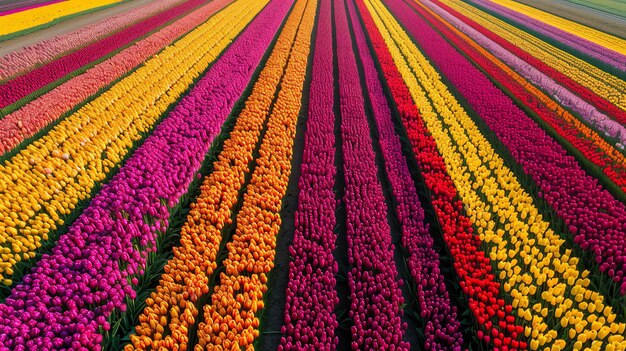 Photo colorful tulip field in full bloom