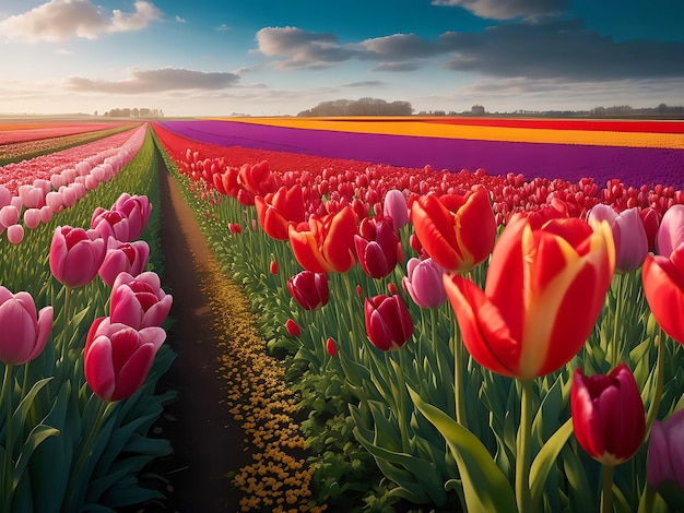 Colorful tulip field generated by AI