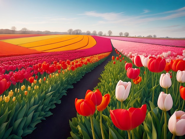 Colorful tulip field generated by AI