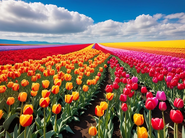 Colorful tulip field generated by AI