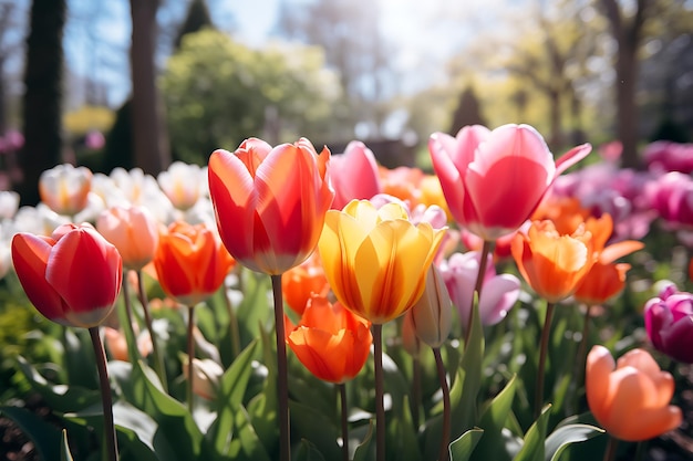 Colorful tulips flowers from the netherlands holland