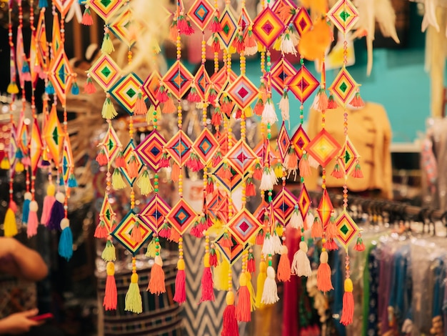 Colorful tung flag with Market