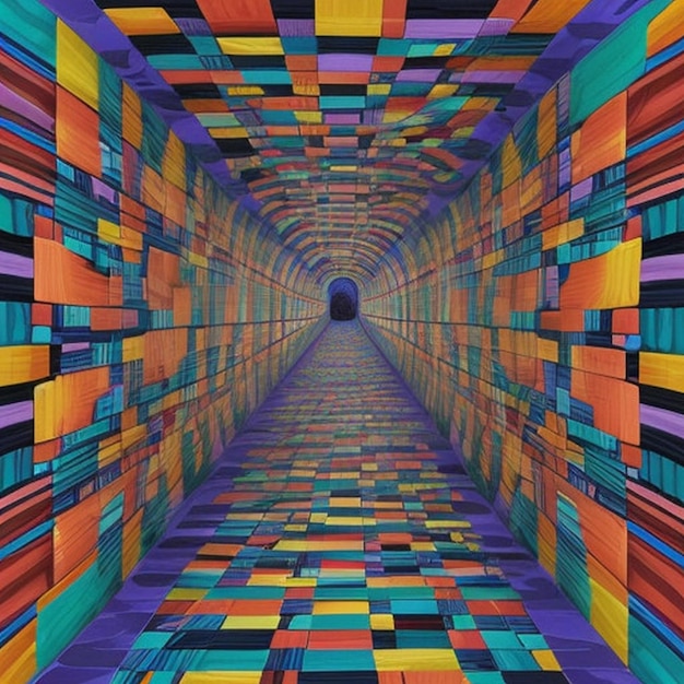 A colorful tunnel with a tunnel