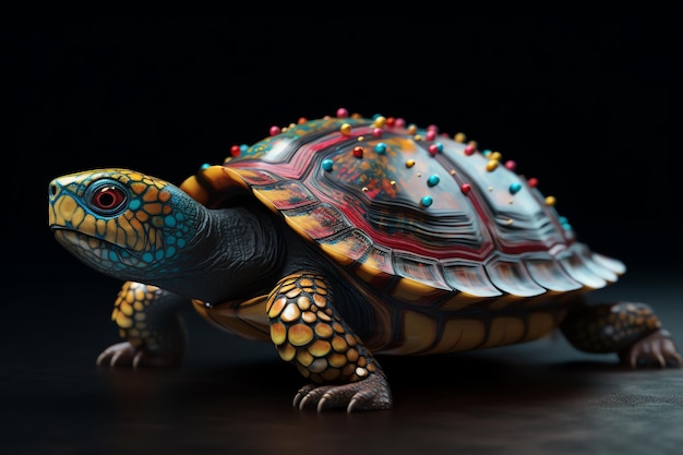 Colorful turtle illustration generative ai