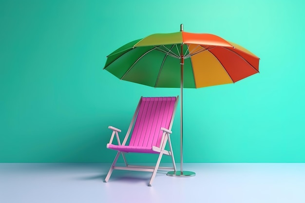 A colorful umbrella is on a green wall