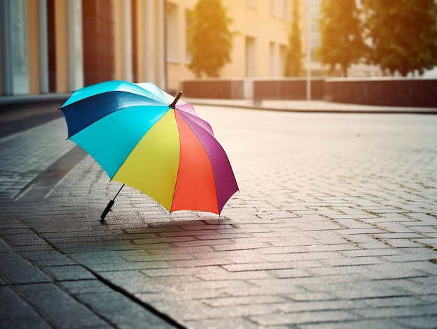 Colorful umbrella on the street