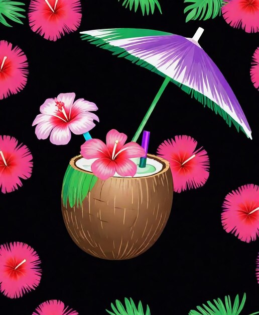 a colorful umbrella with flowers and a green and purple umbrella