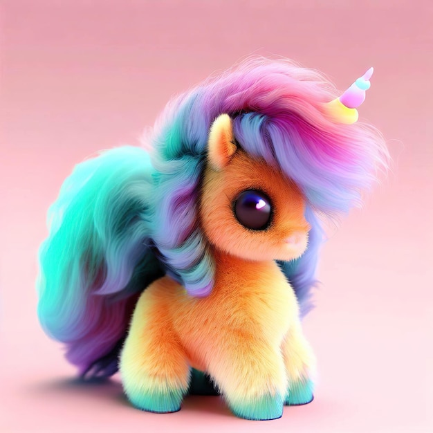 A colorful unicorn with a purple horn and a purple horn.