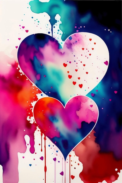 Colorful valentines day design watercolor  - Generate by Generative AI