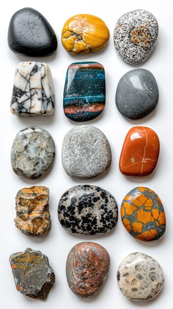 Photo colorful and varied collection of smooth river stones