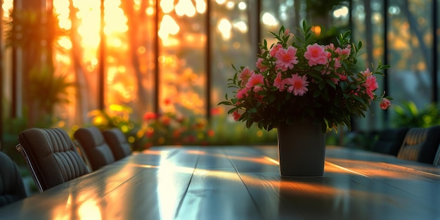 A colorful vase filled with vibrant flowers sits gracefully on top of a wooden table