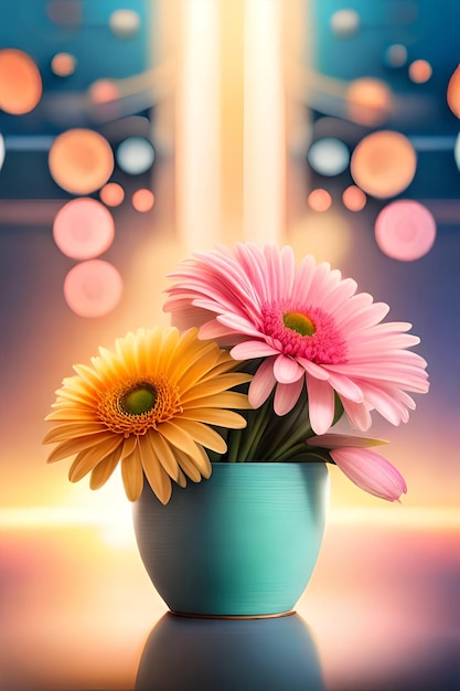 A colorful vase with flowers on it