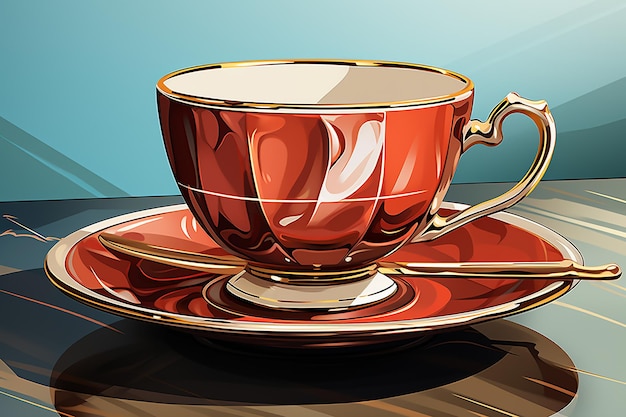 colorful vector art of clean and elegant illustration of tea cup AI generated