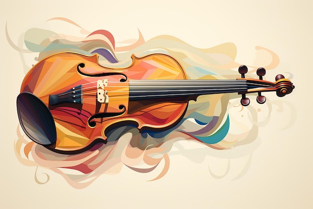 colorful vector art of minimalist illustration of a violin AI generated