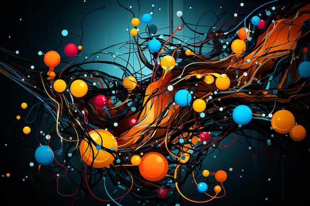 colorful vector art of a twisted and tangled web AI generated