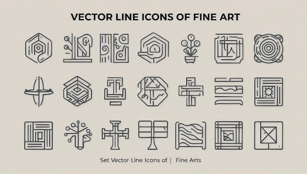 Photo colorful vector icons representing modern fine art in a minimalist style